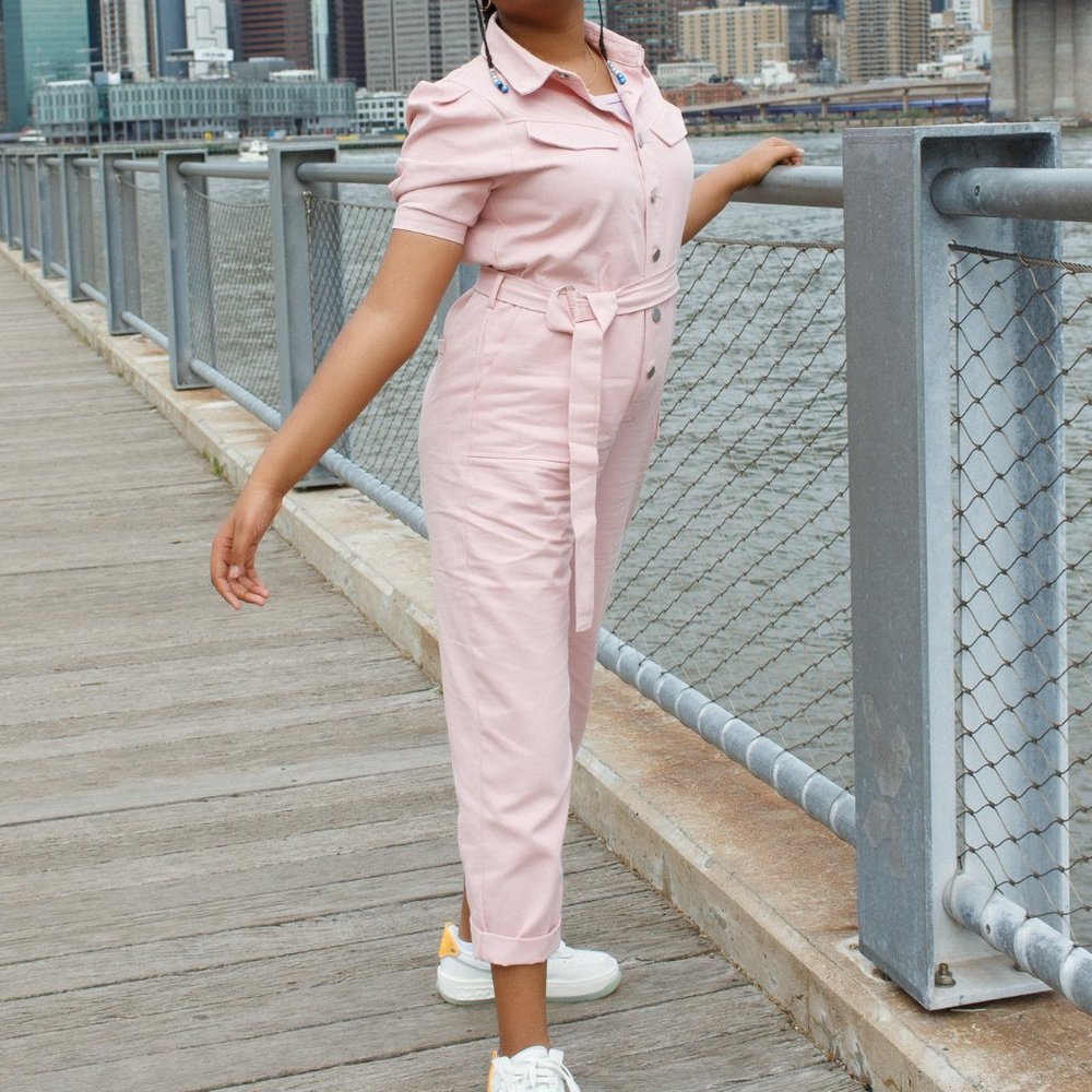 Pink Denim Jumpsuit
